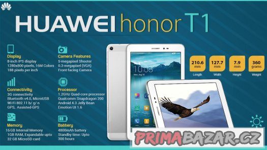Phablet Honor T1 16GB 8" Wi-Fi 3G (Tablet + Telefon) – fotografie 1