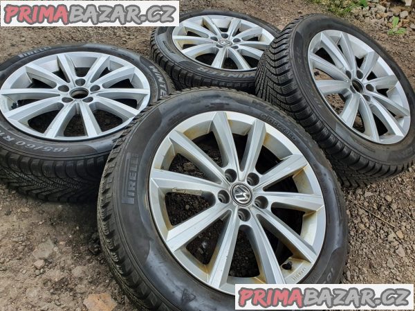Alu kola elektrony orig. Volkswagen Škoda 5x100 6jx16 et45 c.d.2G0071496 pirelli 185/60 r16 86h 2x98% a 2x40% vzorek možnost zaslání na dobírku platí do smazání za komplet