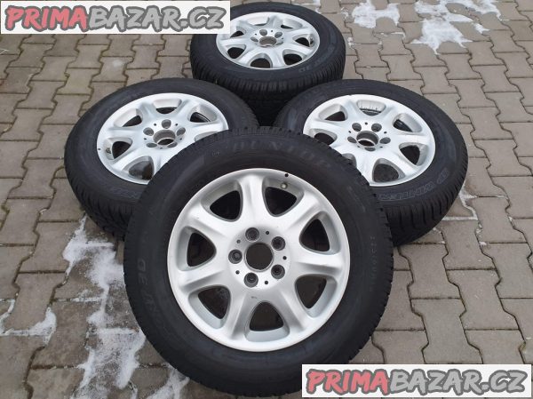Alu kola elektrony orig. Mercedes s pneu 99% vzorek A220401 5x112 7.5jx16 et46 pneu dunlop 3D 225/60 r16
