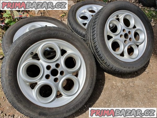 Alu kola alfa romeo 5x98 6.5jx16 41.5 pneu platin 225/50 r16 60% vzorek 6,5x16 cena je za komple