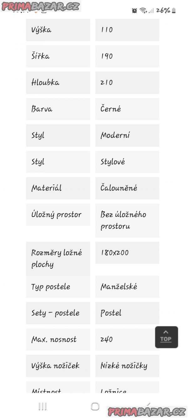 Čalouněná postel 180x200 s čelem – fotografie 5